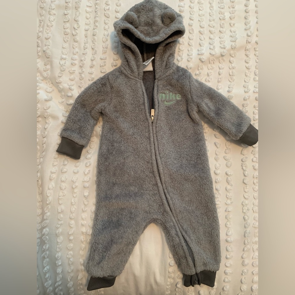 Nike Grey Fluffy Onesie in 6M
